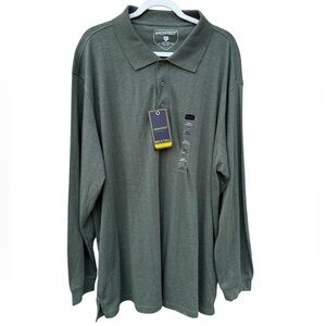 Architect Men's Dark Moss Heather Long Sleeve Polo Big And Tall